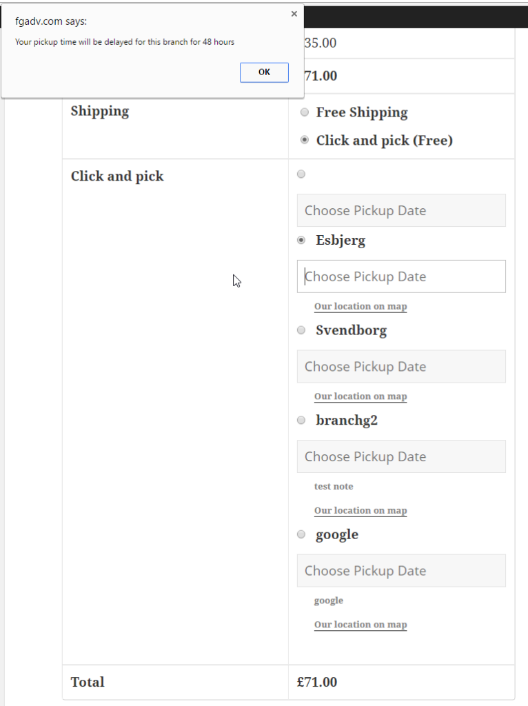 woocommerce click and pick local pickup 4