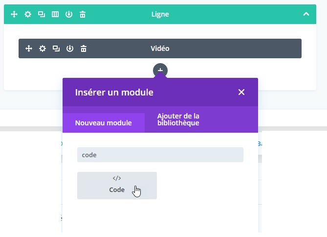 ajouter module code divi