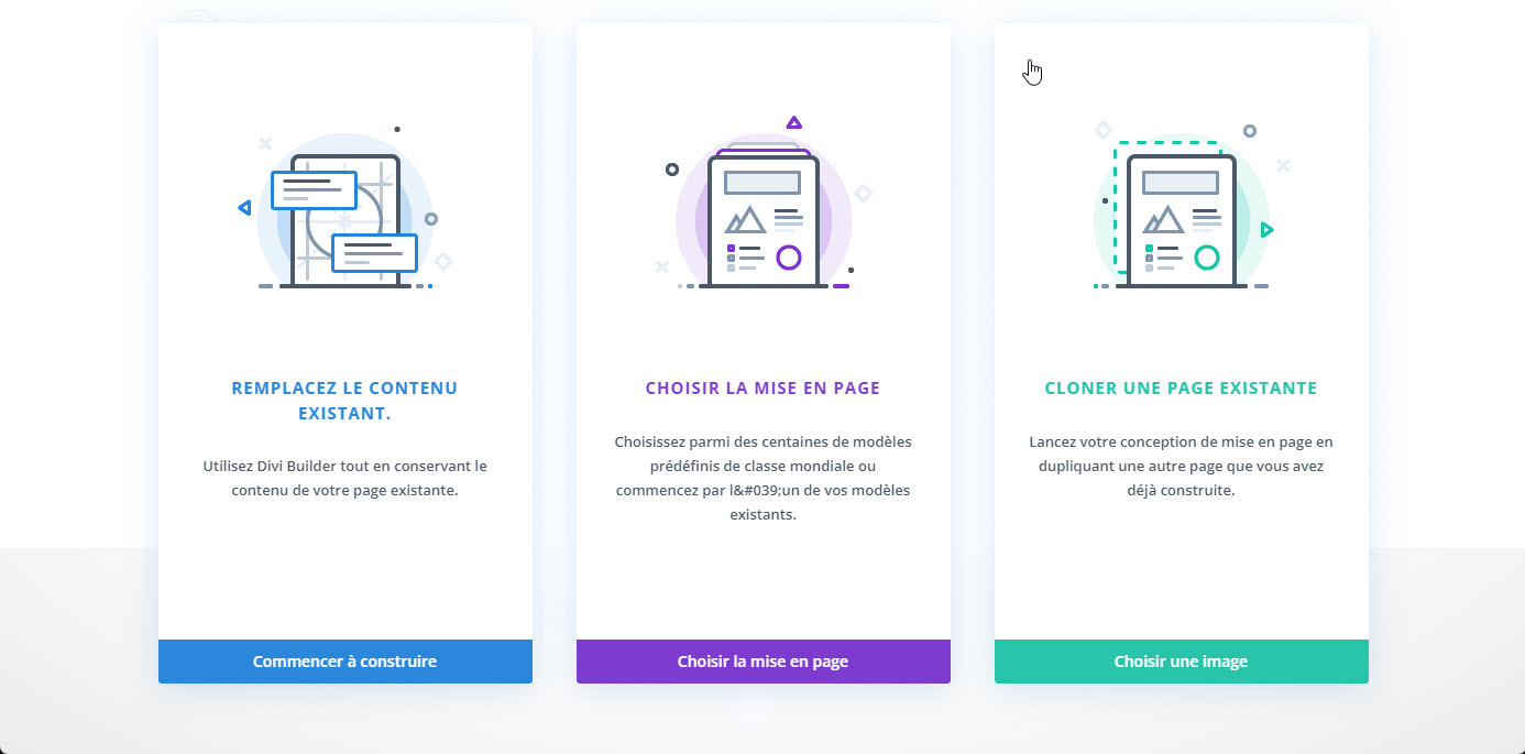 choix création page Divi