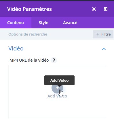 divi ajouter vidéo mp4