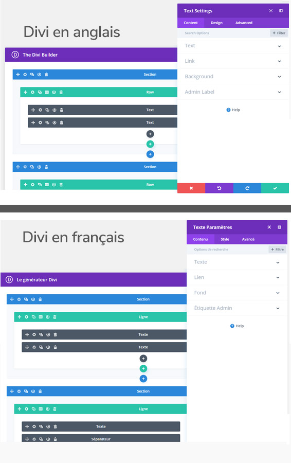 Divi anglais français