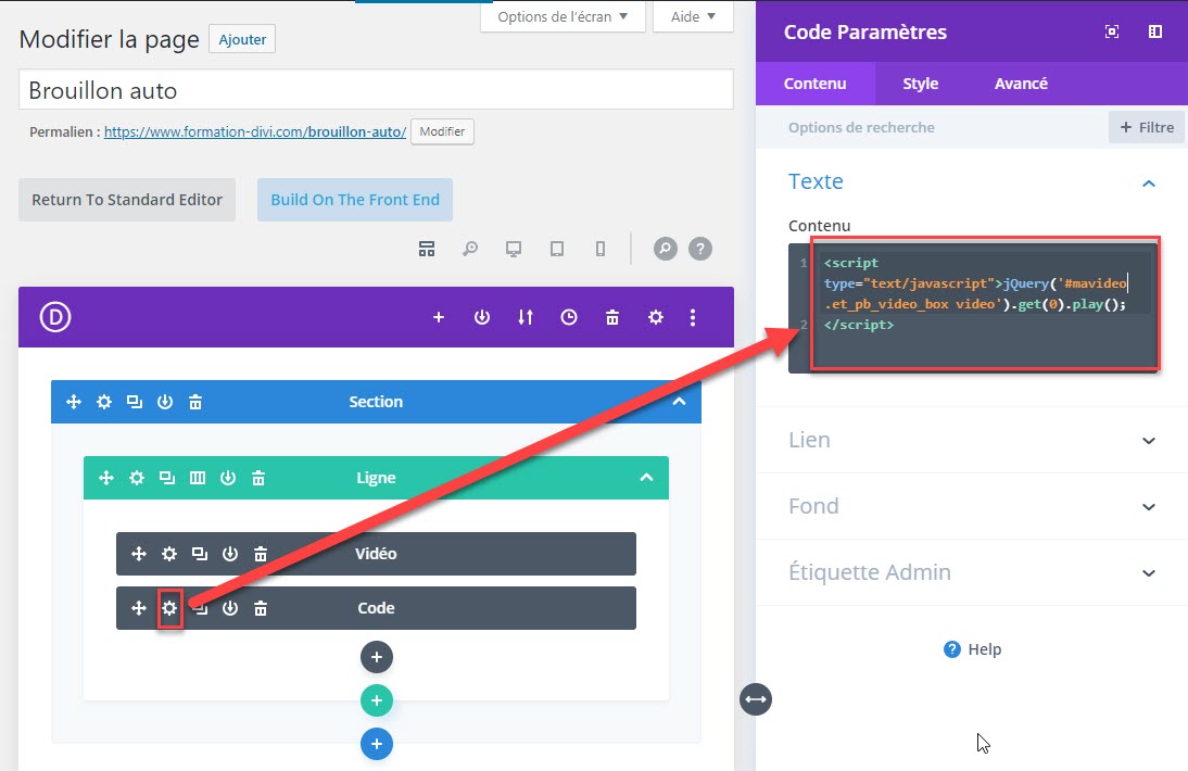 divi video autoplay jquery