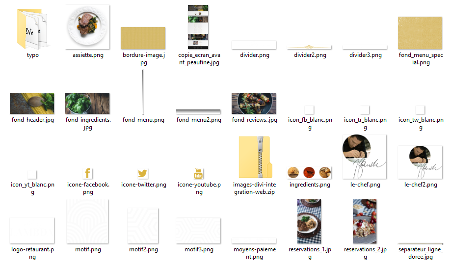 images découpées d'une maquette pour intégration Web