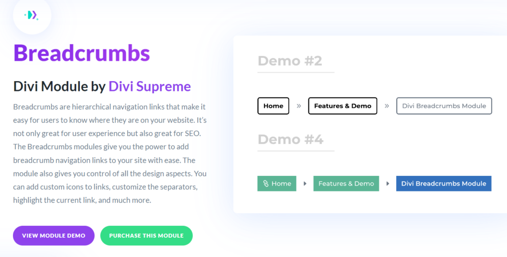 le module Fil d'Ariane (breadcrumbs) de Divi Supreme