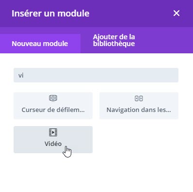 module vidéo Divi