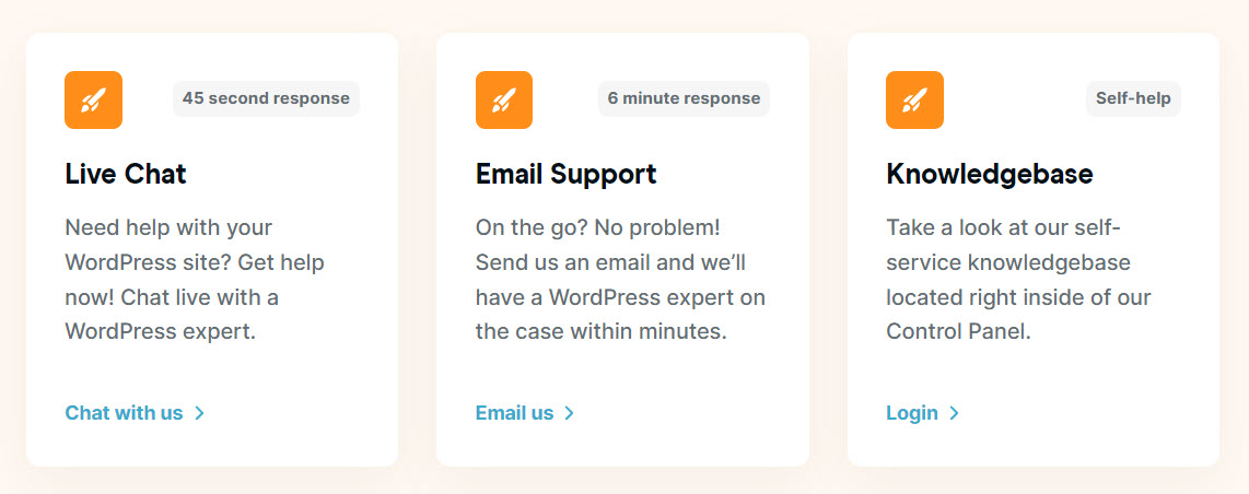 la page support de Rocket.net