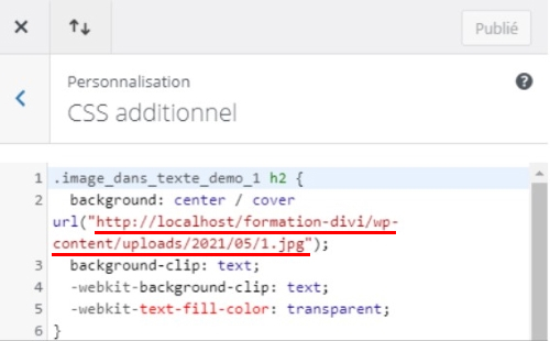 URL de l'image dans le CSS