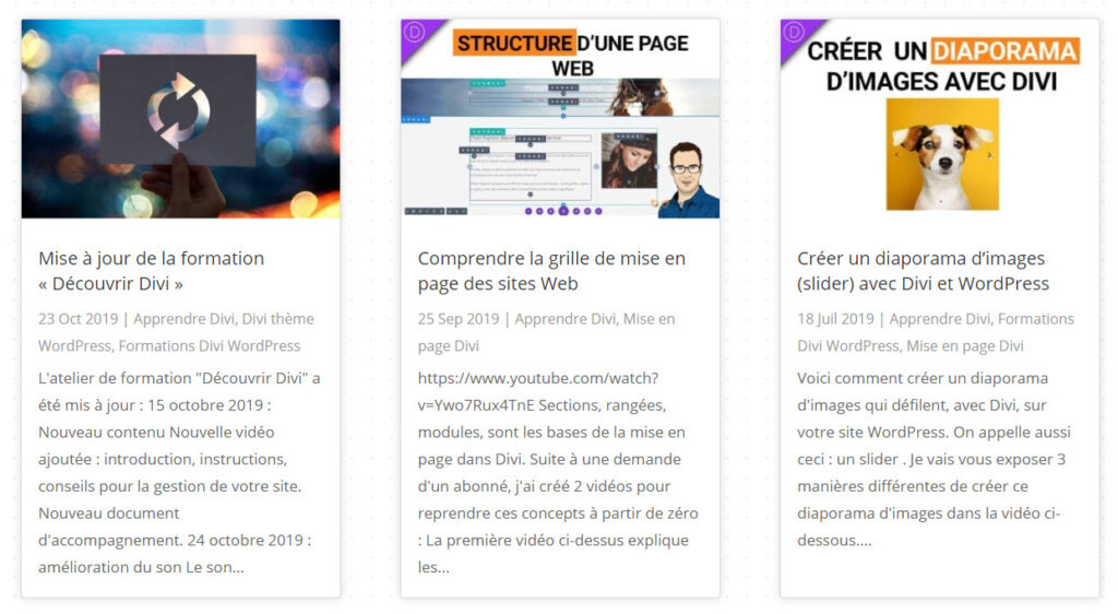 divi demo module blog