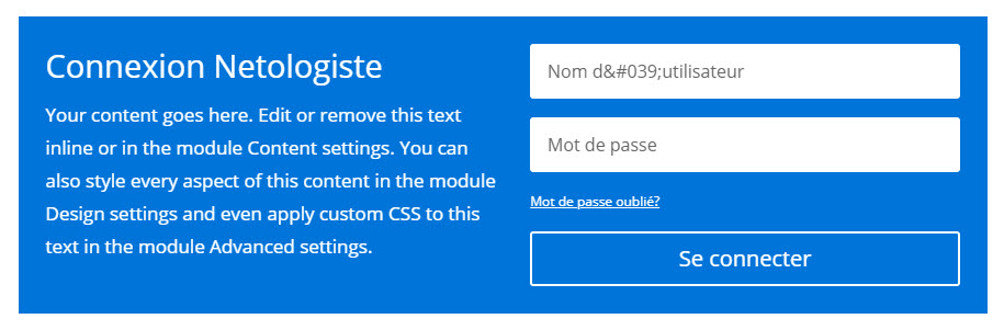 divi demo module se connecter