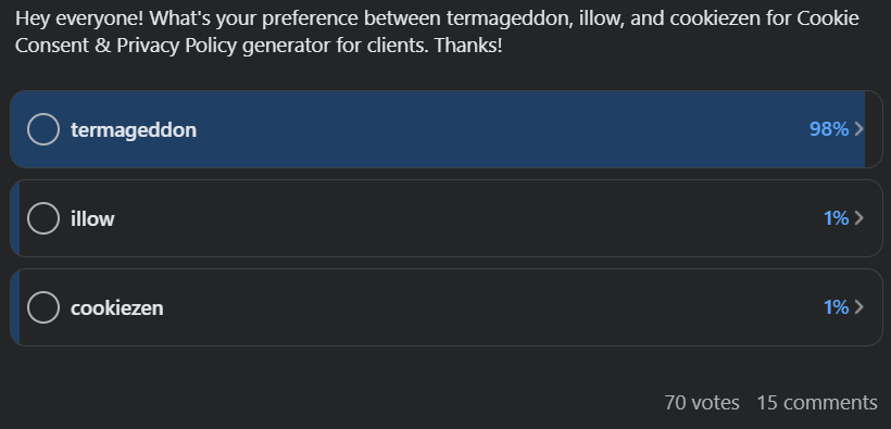 sondage meilleur plugin cookie wordpress