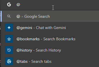 google chrome raccourcis arobase gemini