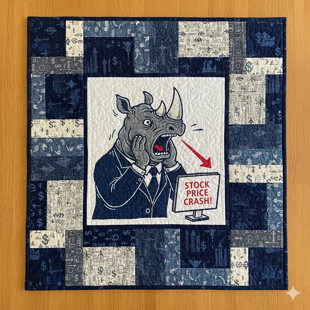 Rhinocéros en patchwork de tissus, image retouchée avec Nano Banana